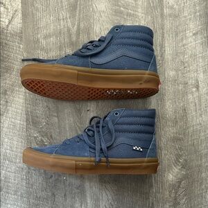 Vans Blue High-Top Sneakers with Brown Soles